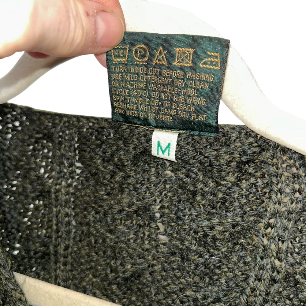 Carraig Donn Ireland Forest Green Aran Cable knit cardigan sweater M SOFT wool - Picture 3 of 5